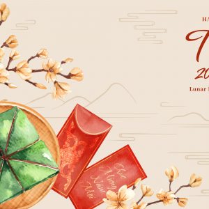 Watercolor Tet New Year Celebration Background – Festive Lunar Design