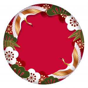 Semicircle 3D Relief Background with Vintage Japanese Auspicious Elements – Elegant Festive Vector Design